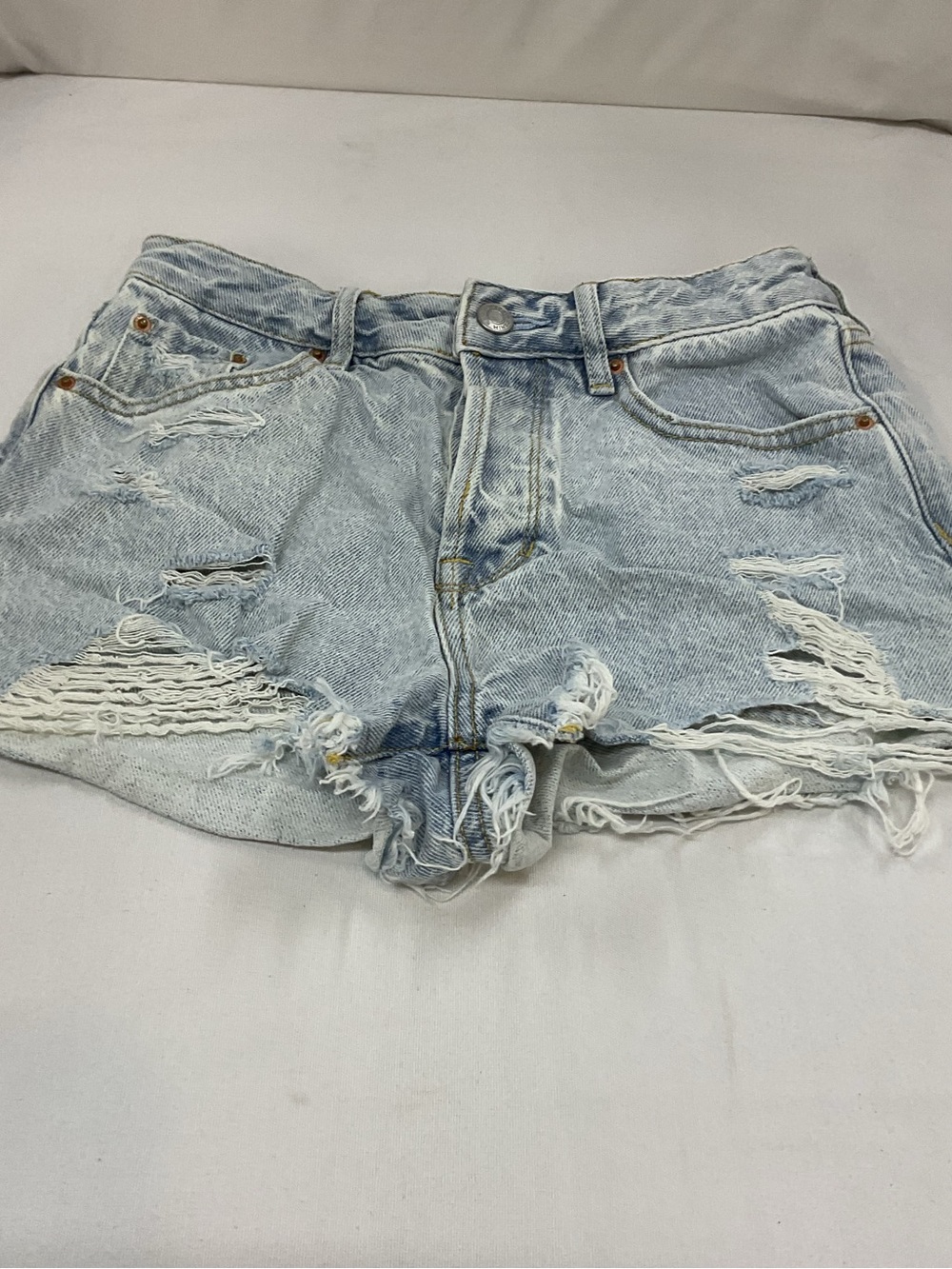 Pac Sun Cutoff Distressed Blue Jean Shorts High Rise Festival Size 25 Button Fly